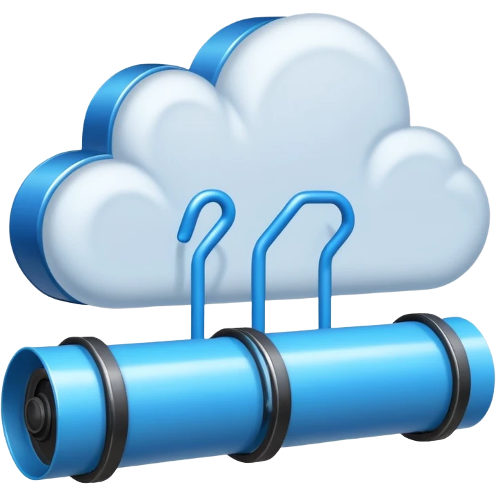 blue cloud with a conveyor belt and code symbols, symbolizing Azure Pipelines emoji