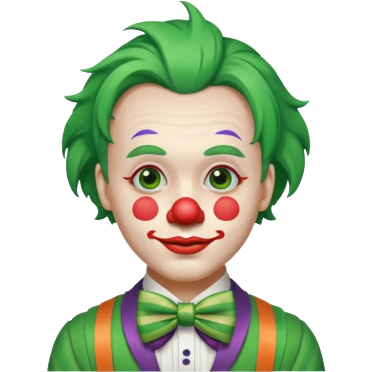 Clown with striped bow tie, green hair emoji