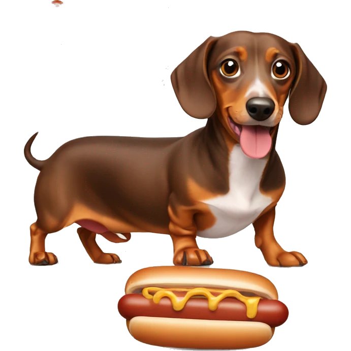 weiner dog with hot dog emoji