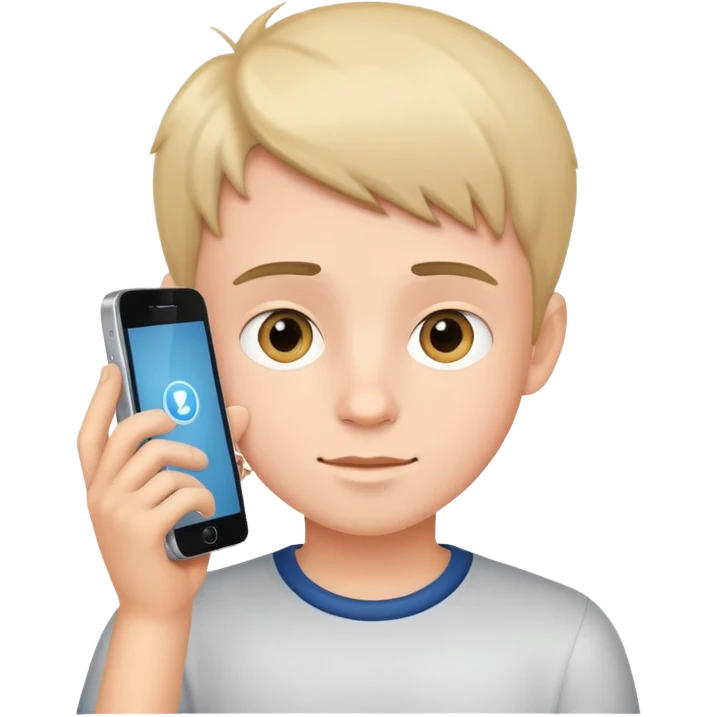 a boy with a phone emoji