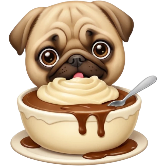 Pug eating pudding emoji