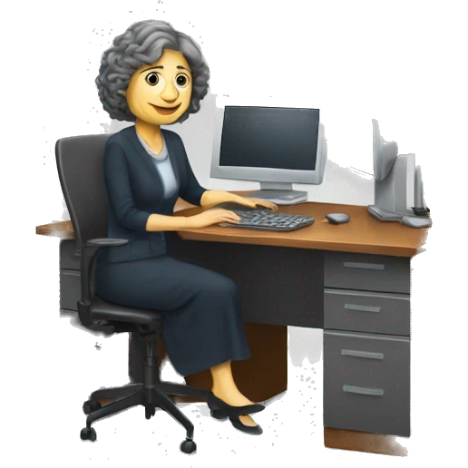 Radia Perlman, desk, computer emoji