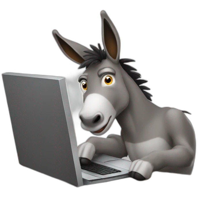 Stupid donkey is working on computer emoji