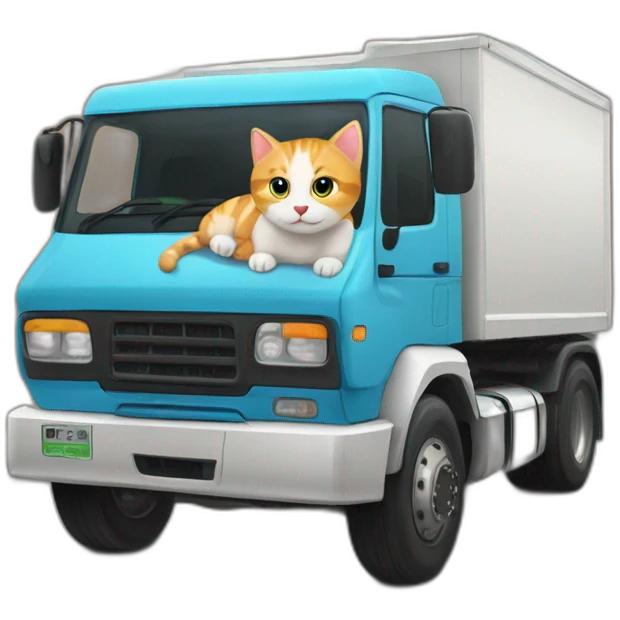 articulated lorry mixed with a very cute cat emoji