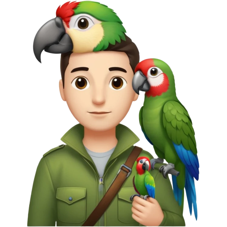 Walker + parrot on shoulder, Pet Walkers. emoji