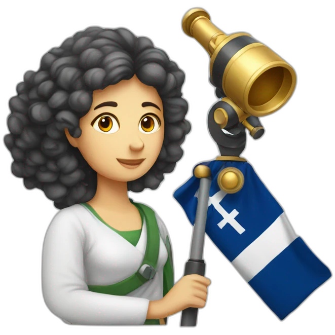 Woman with greek flag and astronomy telescope emoji