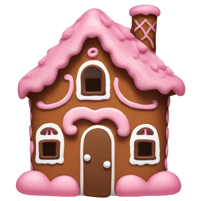 pink and brown gingerbread house emoji