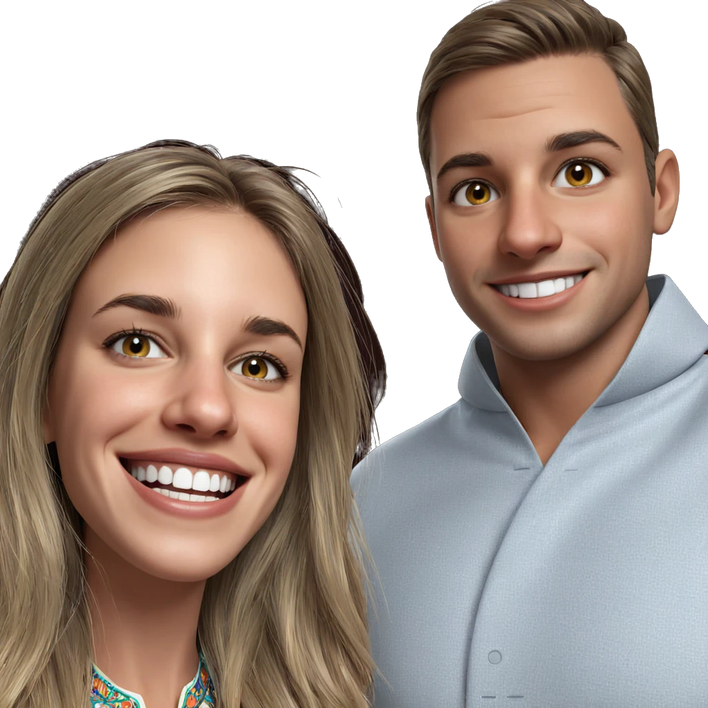 smiling duo in traditional attire emoji
