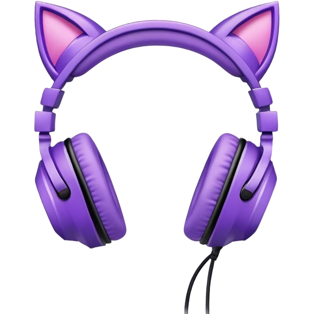 purple gaming headphones with cat ears emoji