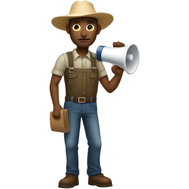 A white farmer using a megaphone emoji