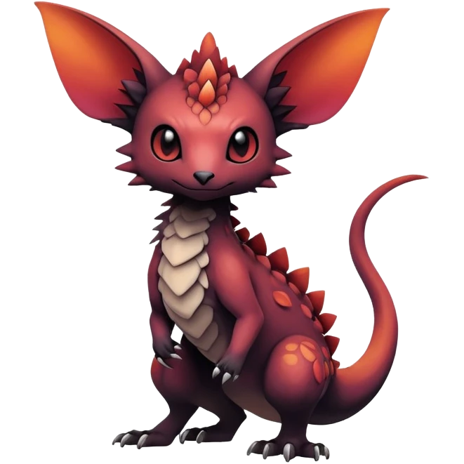 Gothic reddish Dark bright warm-gradient edgy exotic painted Fakémon-Pokémon-Trico-Vernid-creature emoji