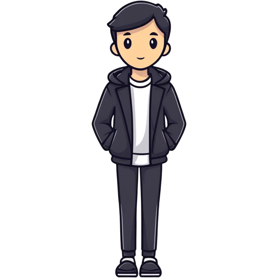 enigmatic character wearing chic modern clothes with simple design emoji