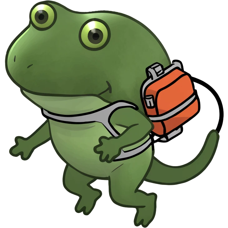 Frog with jet pack emoji