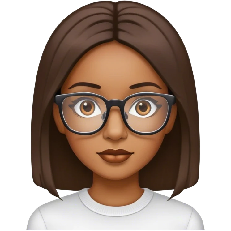 Afrolatina with square thick rimmed glasses and thin straight hair emoji