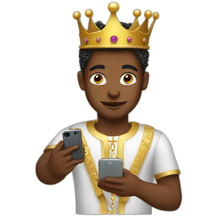 White young king useing phone emoji
