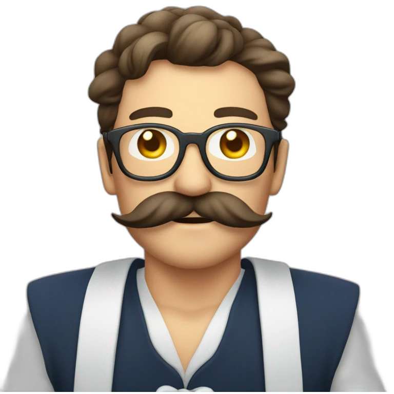 glasses and mustache man searing sailor Sarturn costume emoji