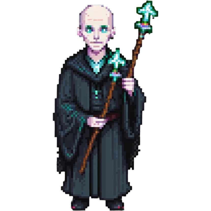 Lord Voldemort with pale face and wand emoji