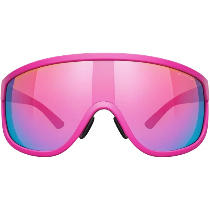 sporty pink shield visor sunglasses with bold thick frame, athletic design, reflective one-piece lens emoji