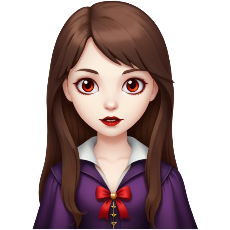 vampire girl with long brown hair with side bangs  emoji