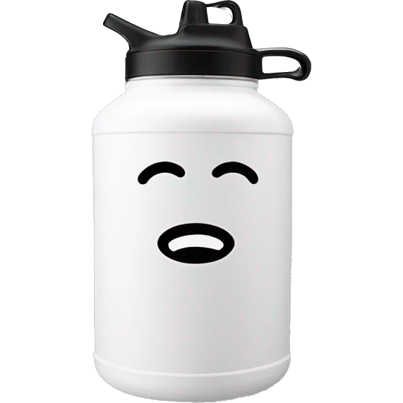 white 40 oz water container with handle and straw emoji