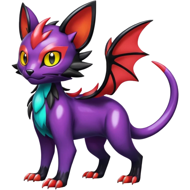 Spooky Colorful Glossy Shiny Liepard-Noivern-Litten-Sprigatito-Pokémon-fusion-creature (full body) emoji