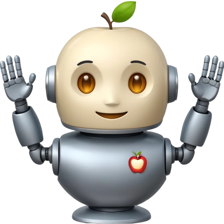 cute robot with round body, smiling face, color #b0f2f8, apple emoji style emoji