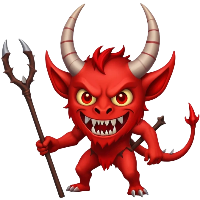 Demon with a stick emoji