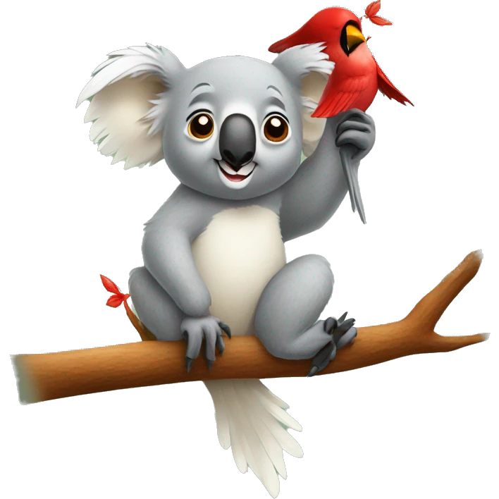 Koala riding cardinal bird emoji
