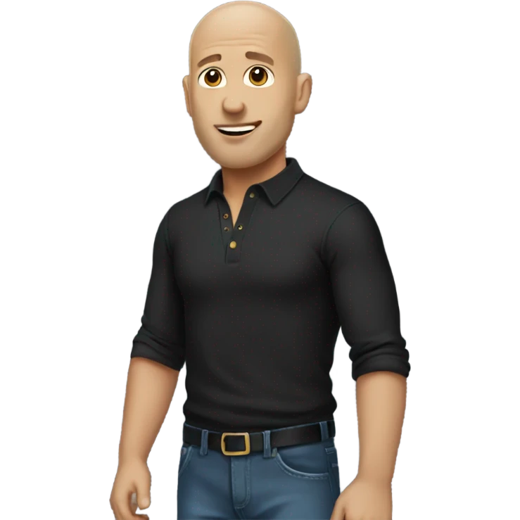 bald guy in black shirt emoji