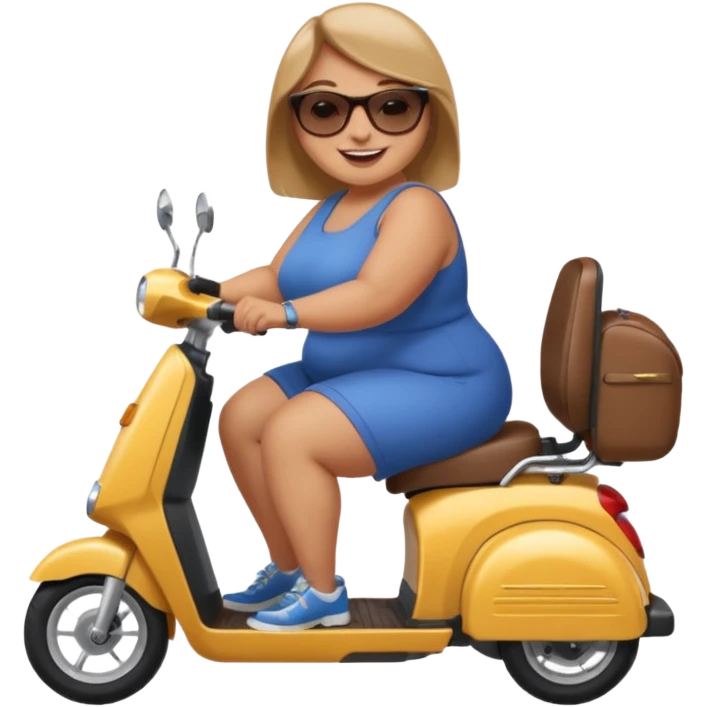 A plus sized woman on a mobility scooter emoji