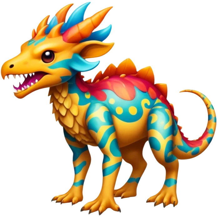 a colorful edgy vernid-fionbri-creature with splash patterns full body emoji