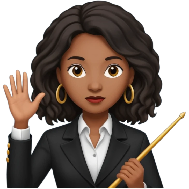 black long haired Female music conductor emoji