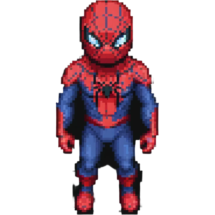 Spider-Man character, pixel art style, inspired by Minecraft, blocky design emoji