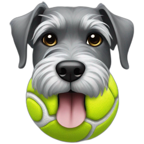 Full schnauzer tennis ball in mouth emoji
