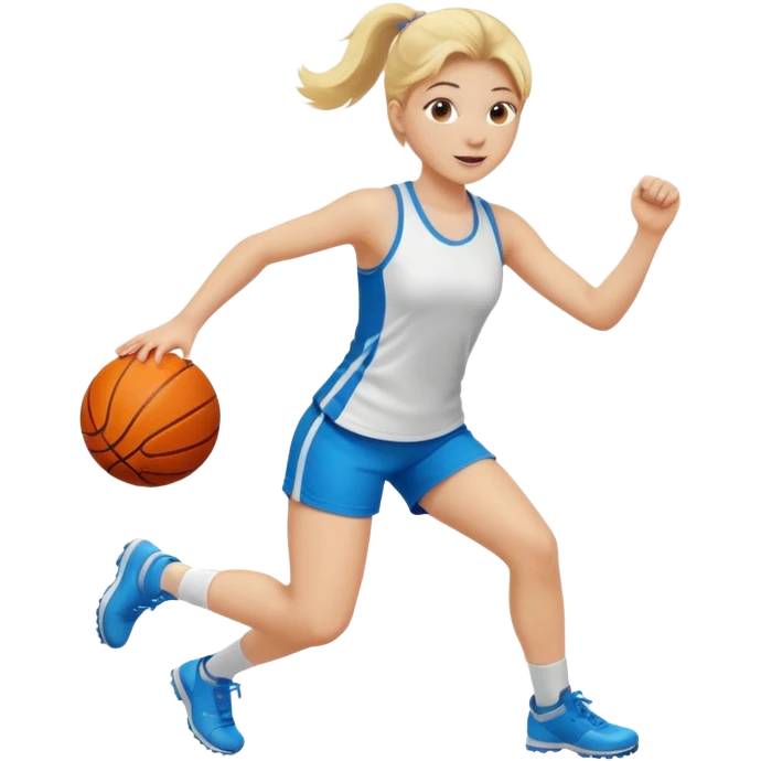 a young girl with blonde hair is playing sports emoji