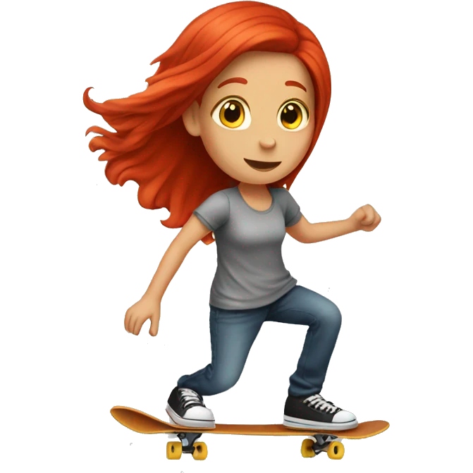 A red hair girl do skateboarding  emoji