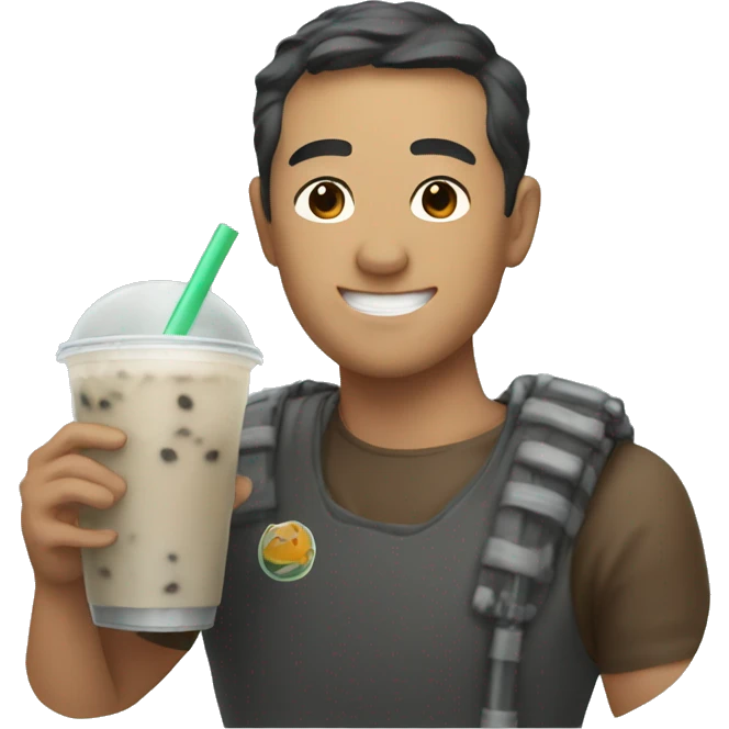 man drinking boba tea emoji
