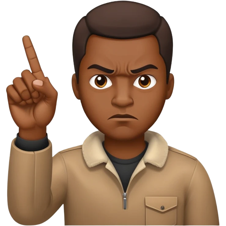 Black guy pointing with a middle finger mad emoji