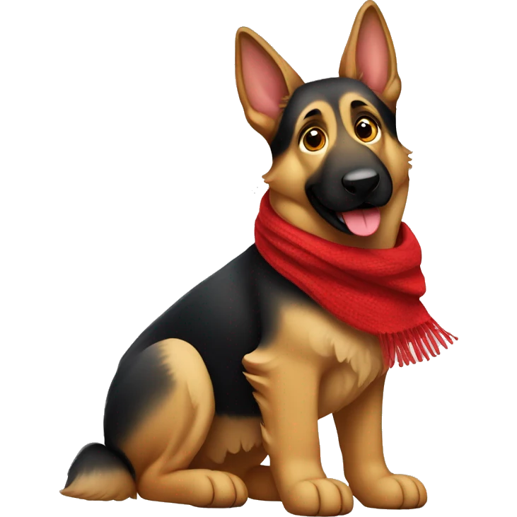 german shepherd wearing a red scarf emoji
