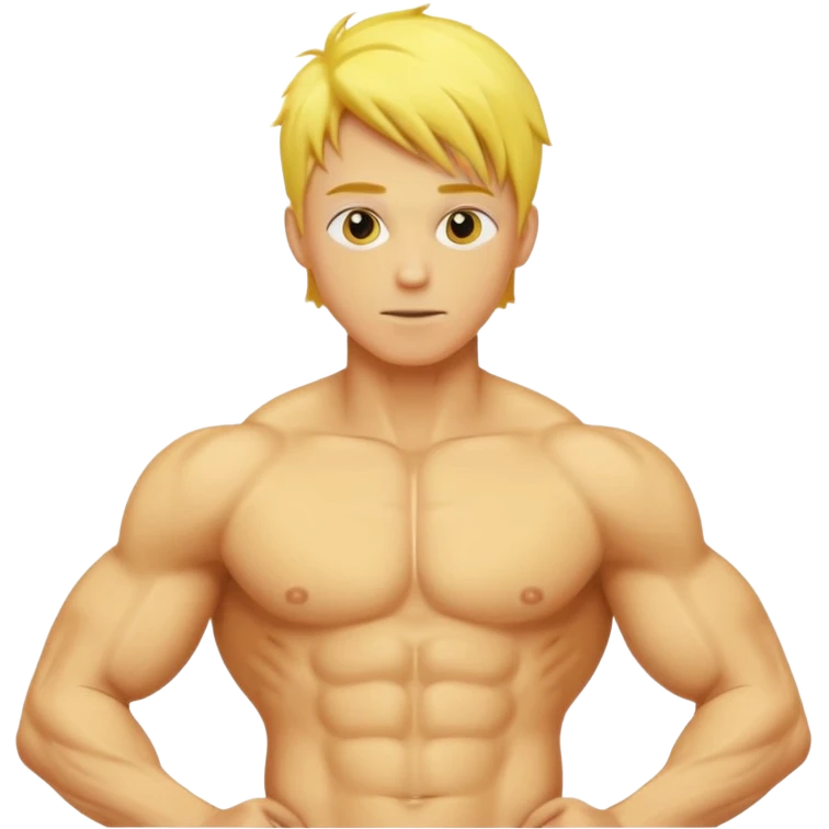Male showing core stomach muscles yellow default skin and hair emoji