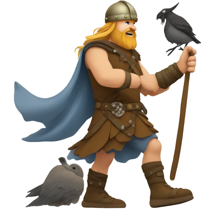 Viking stepping on a bird emoji