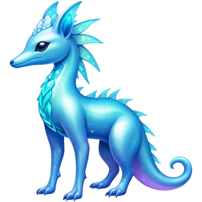 Shiny Exotic Futuristic Nebulae Tropical Colorful Neon-colored Glittery Ethereal Sparkly Amaura-Aurorus-Fakémon-hybrid-creature (full body)  emoji