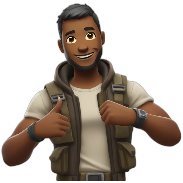 A fortnite skin doing the L pose emoji