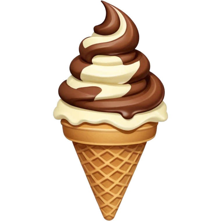 chocolate and vanilla swirl ice cream on cone emoji
