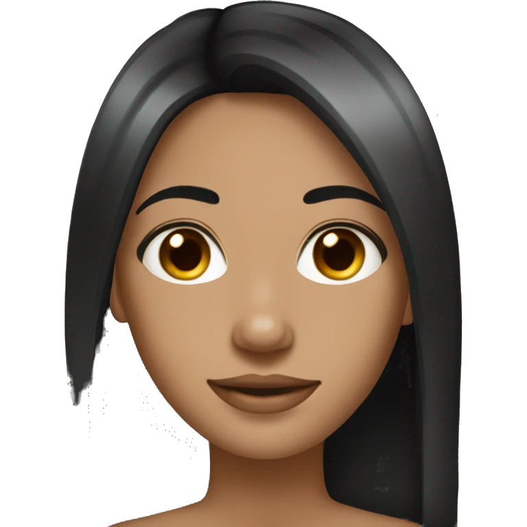 Pretty black straight hair light tan girl emoji