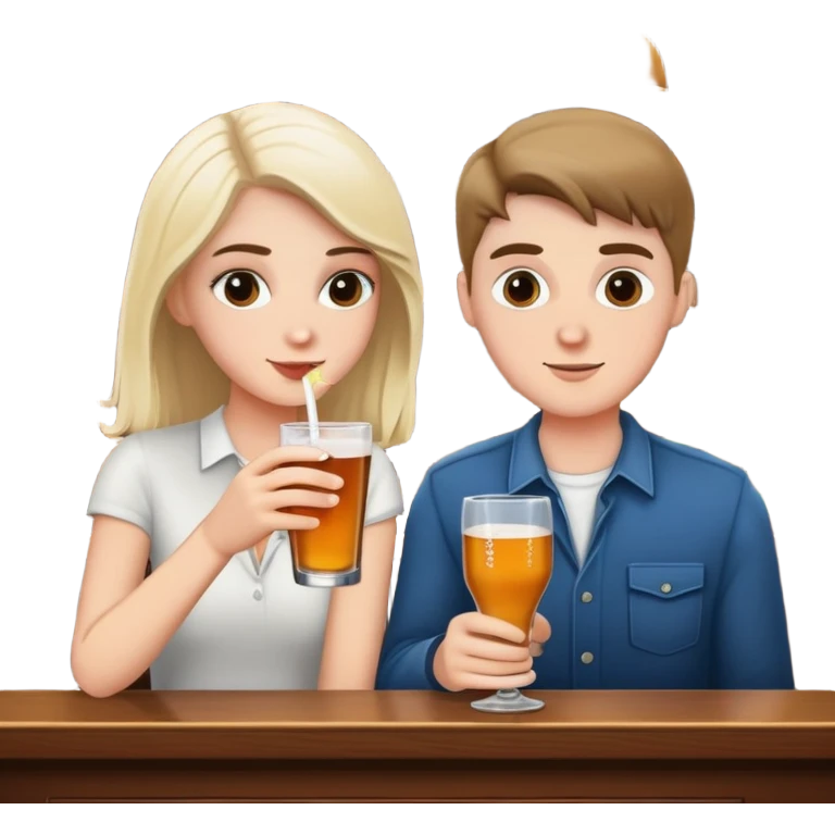 2 friends at a bar drinking 1 white boy 1 white girl 1  emoji