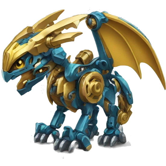 Metallic medabot-dragon with gears emoji