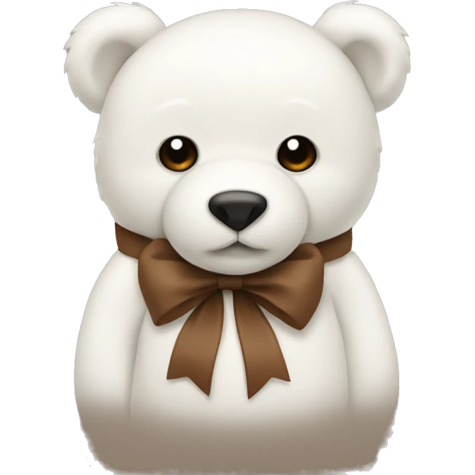White teddy bear with brown bow  emoji