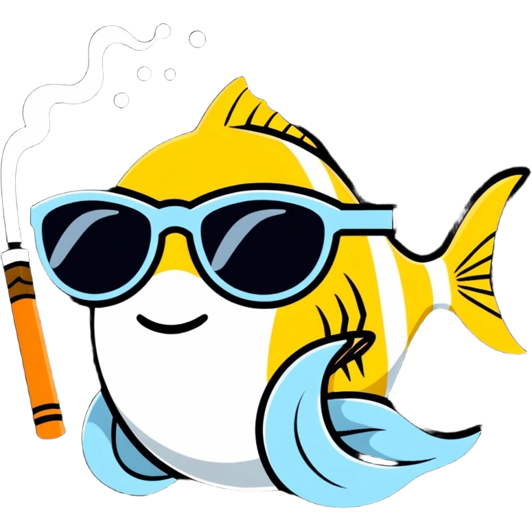 Fish smoking a blunt with sunglasses  emoji