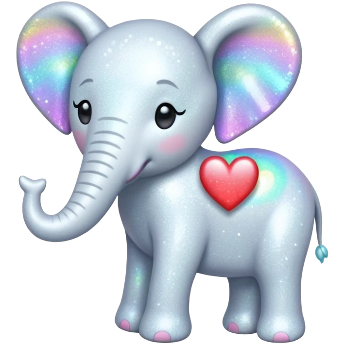 White Elephant with a glitter heart  emoji